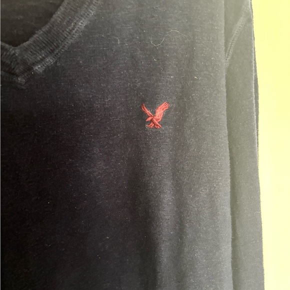 American Eagle Outfitters Men's Dark Navy V-Neck Sweater - Picture 3 of 4